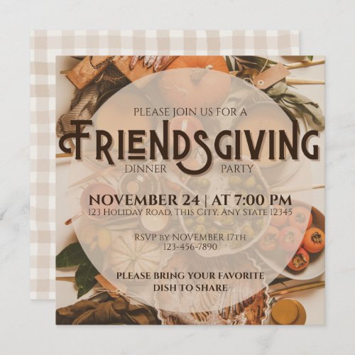 Fall Modern Friendsgiving Thanksgiving Holiday Invitation