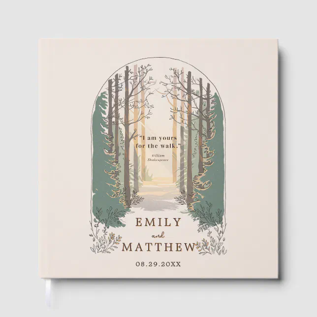 Fall Modern Rustic Elegant Arch Forest Quote Guest Book