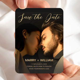 Fall modern save the date wedding elegant photo magnet