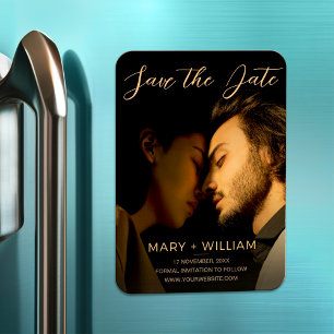 Fall modern save the date wedding elegant photo magnet