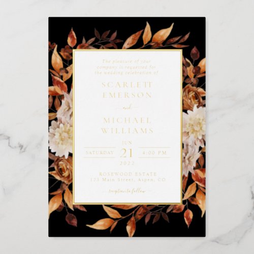 Fall Modern Wedding Foil Invitation