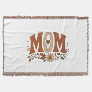 Fall Mom Boho Floral Terracotta Retro Earthy Wildf Throw Blanket