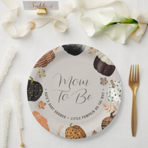 Fall Mom to Be Little Pumpkin Baby Shower Paper Paper Plates