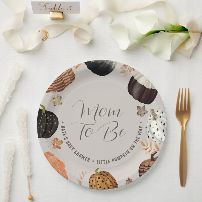 Fall Mom to Be Little Pumpkin Baby Shower Paper Plates (Wedding)