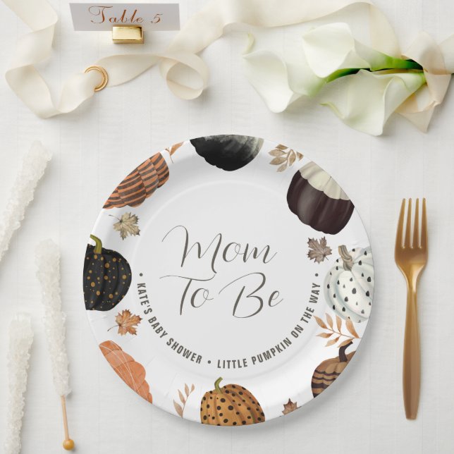 Fall Mom to Be Little Pumpkin Baby Shower Paper Plates (Wedding)