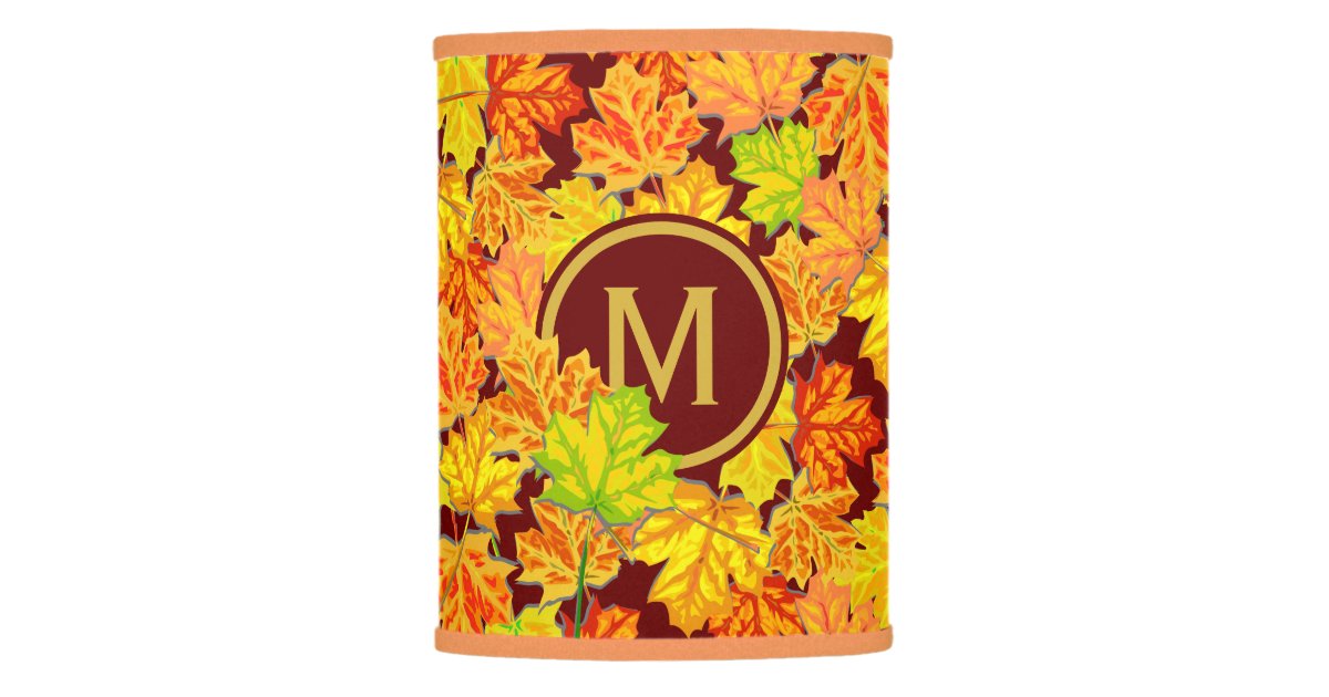 Fall Monogram Maple Leaves Autumn Foliage Pattern Lamp Shade | Zazzle