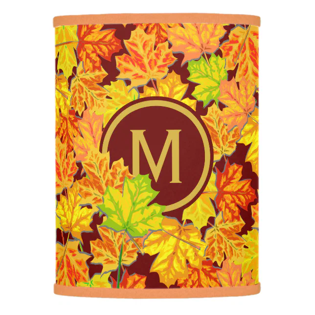 Fall Monogram Maple Leaves Autumn Foliage Pattern Lamp Shade | Zazzle