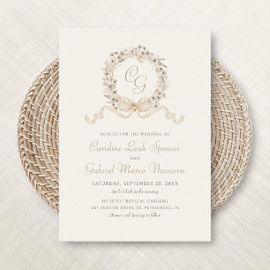 Fall Monogram Minimalist Wedding Invitation