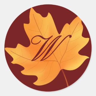 Fall Monogrammed Classic Round Sticker