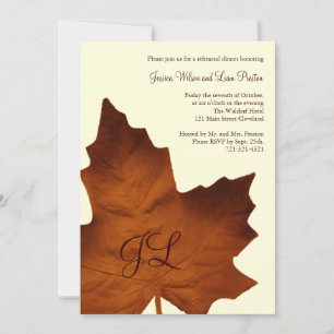 Fall Monogrammed Rehearsal Dinner Invite (orange)