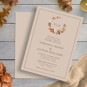 Fall Monogrammed Wedding Invitation