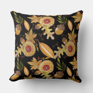 Fall Mood Acorn Oak Watercolor Art Throw Pillow