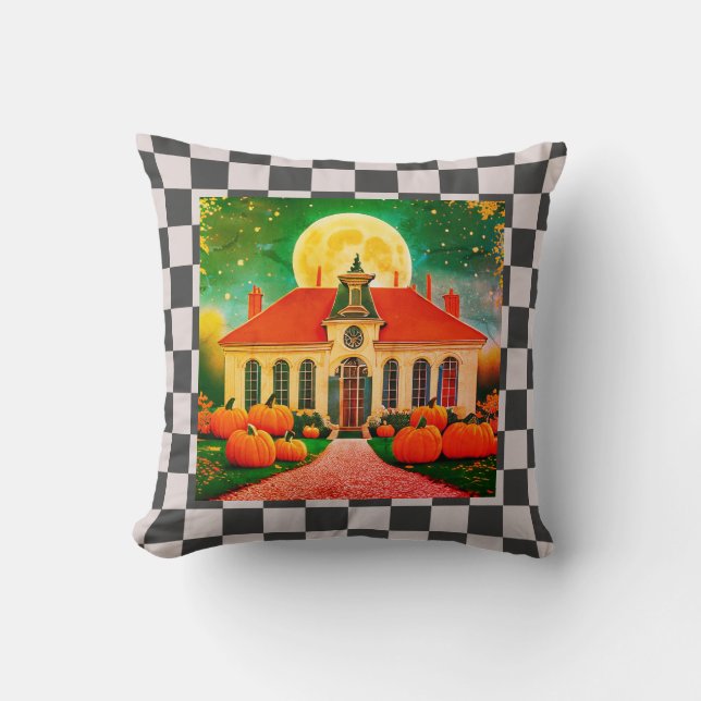 Fall Moon Throw Pillow (Front)