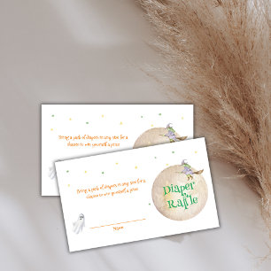 Fall Moon Witch Spooky Diaper Raffle Baby Shower Enclosure Card