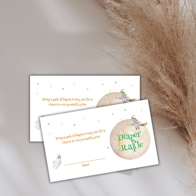 Fall Moon Witch Spooky Diaper Raffle Baby Shower  Enclosure Card (Fall Moon Witch Spooky Diaper Raffle Baby Shower Enclosure Card)