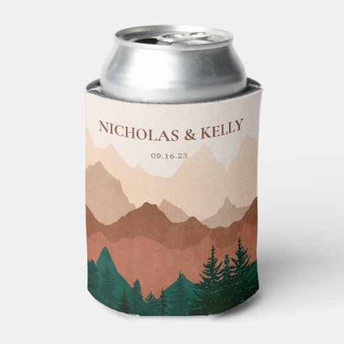 Fall Mountain Forest Wedding Favor Can Cooler