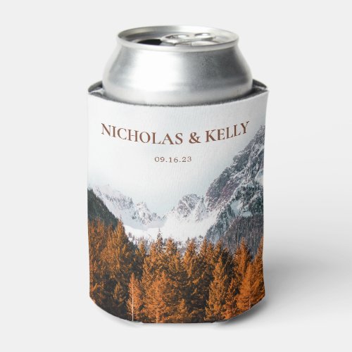 Fall Mountain Forest Wedding Favor Can Cooler