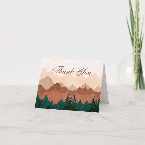 Fall Mountain Forest Wedding Thank You Card