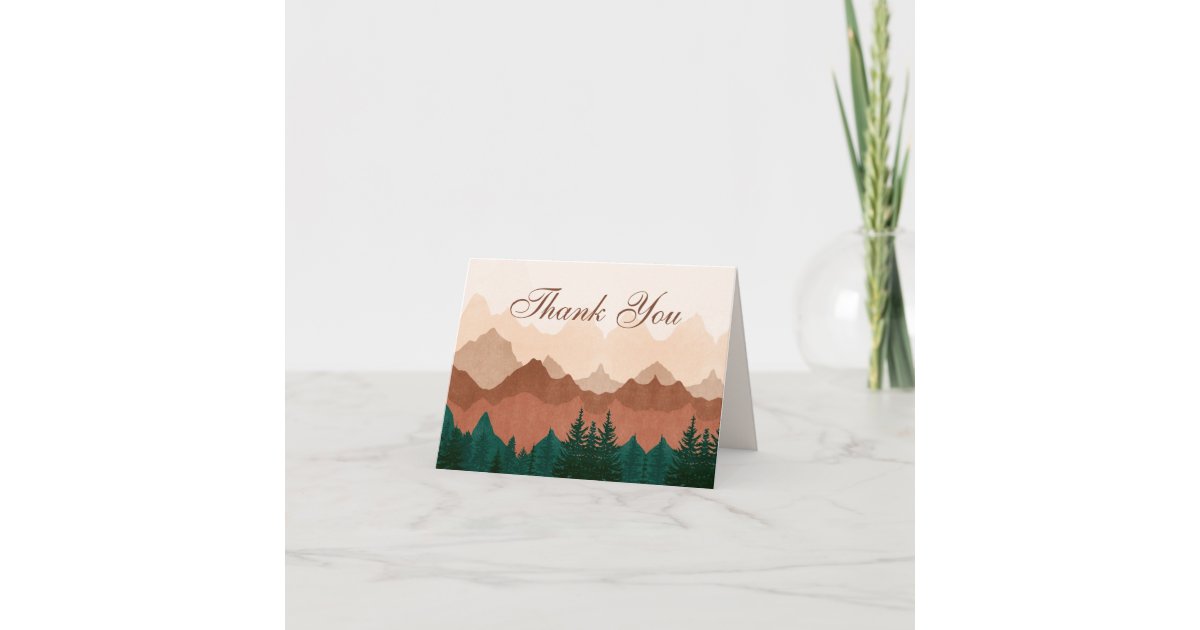 Fall Mountain Forest Wedding Thank You Card | Zazzle