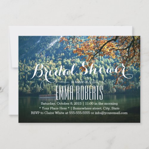 Fall Mountain Lake Theme Bridal Shower Invitation