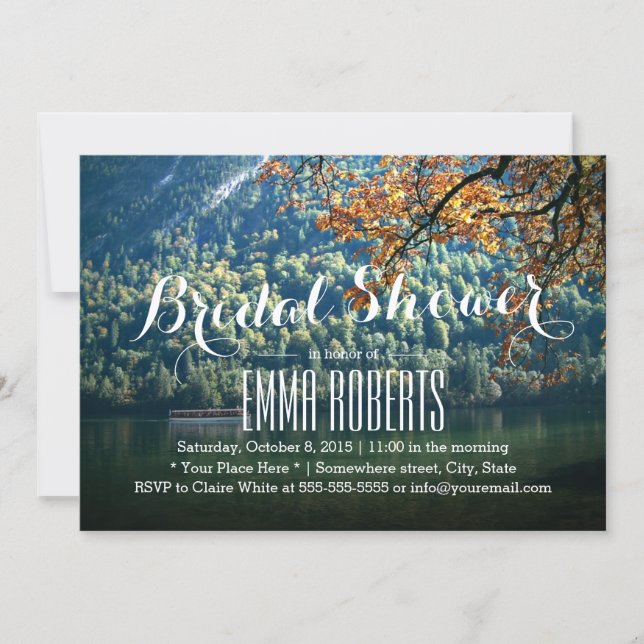Fall Mountain Lake Theme Bridal Shower Invitation (Front)