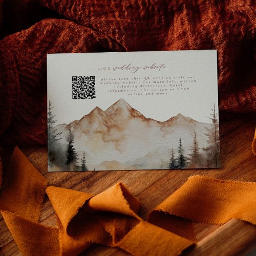 Fall Mountain QR Code Wedding Details Card