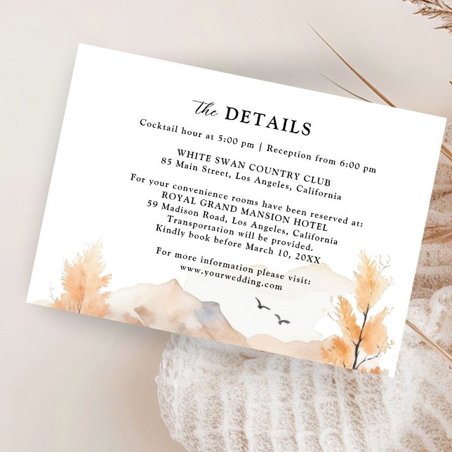 Fall Mountain Rustic Wedding Detail Enclosure Card (Creator Uploaded)