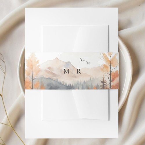 Fall Mountain Rustic Wedding Invitation Belly Band