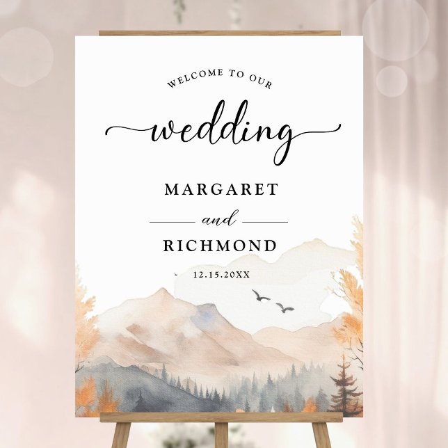 Fall Mountain Rustic Wedding Welcome Foam Board (Creator Uploaded)