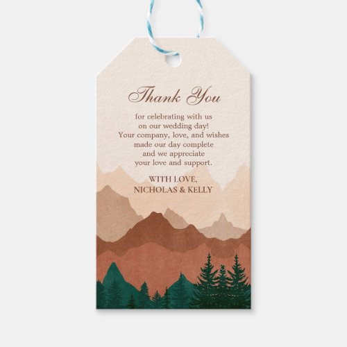 Fall Mountain Terracotta Forest Wedding Gift Tag