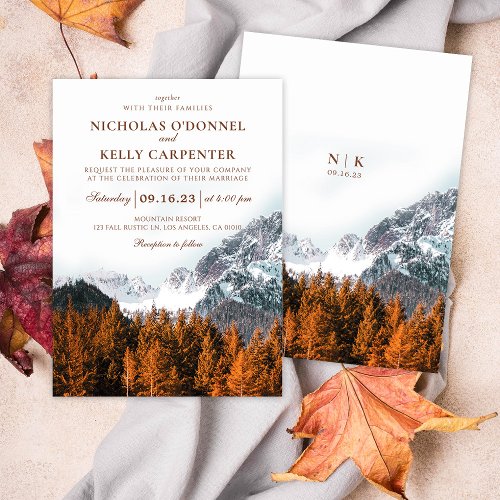 Fall Mountain Terracotta Forest Wedding Invitation
