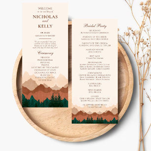 Fall Mountain Terracotta Forest Wedding Programs