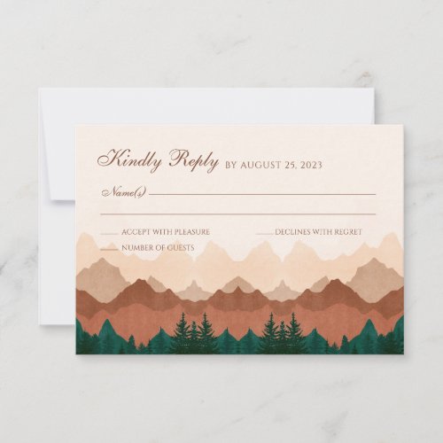 Fall Mountain Terracotta Forest Wedding RSVP Card