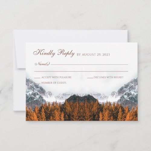 Fall Mountain Terracotta Forest Wedding RSVP Card