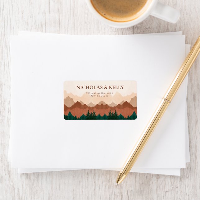 Fall Mountain Terracotta Return Address Label (Insitu)