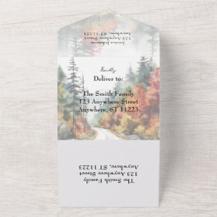 Fall Mountain Wedding All In One Invitation
