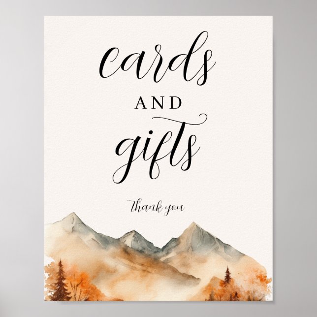 Fall Mountain Wedding Cards and Gifts Sign (Front)
