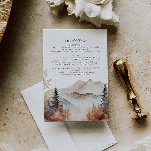 Fall Mountain Wedding Details Card