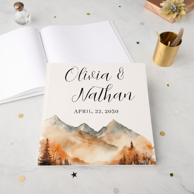 Fall Mountain Wedding  Guest Book (Front Open)