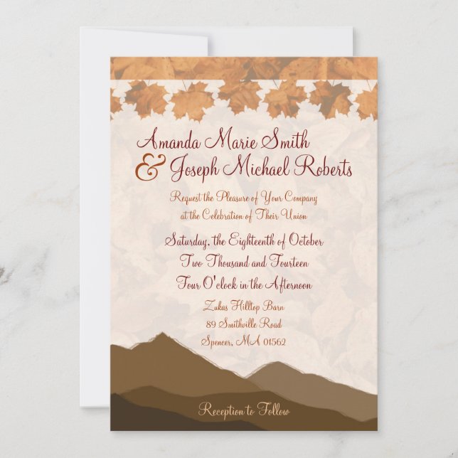 Fall Mountain Wedding Invitation (Front)