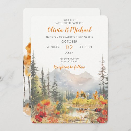 Fall Mountain Wedding Invitation
