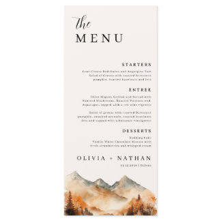Fall Mountain Wedding Menu and Thank you