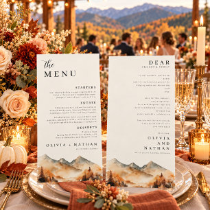 Fall Mountain Wedding Menu and Thank you