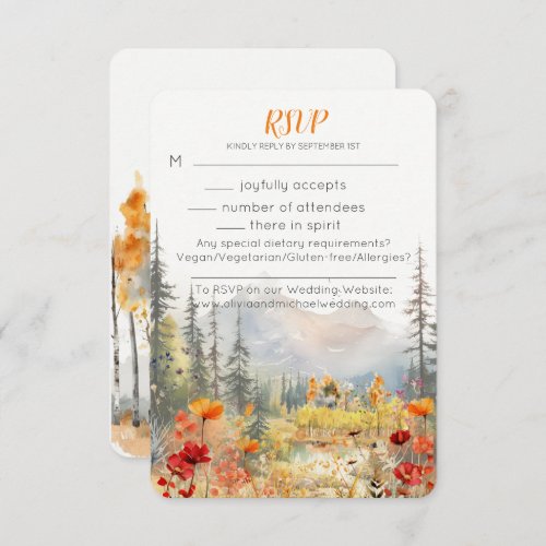 Fall Mountain Wedding RSVP Card