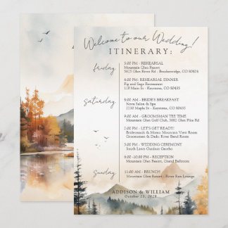 Fall Mountain Wedding Welcome Bag Itinerary Card