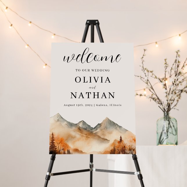 Fall Mountain Wedding Welcome Sign (In Situ (Stand))