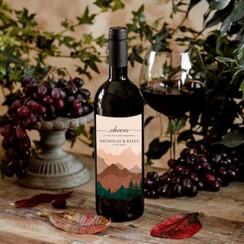 Fall Mountain Wedding Wine Label