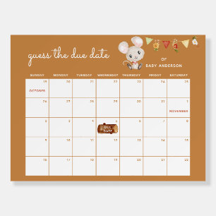 Fall Mouse Guess the Due Date Woodland Baby Shower Foam Board