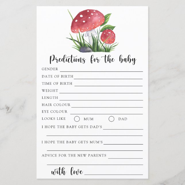 Fall mushroom Baby predictions and advice (Front)