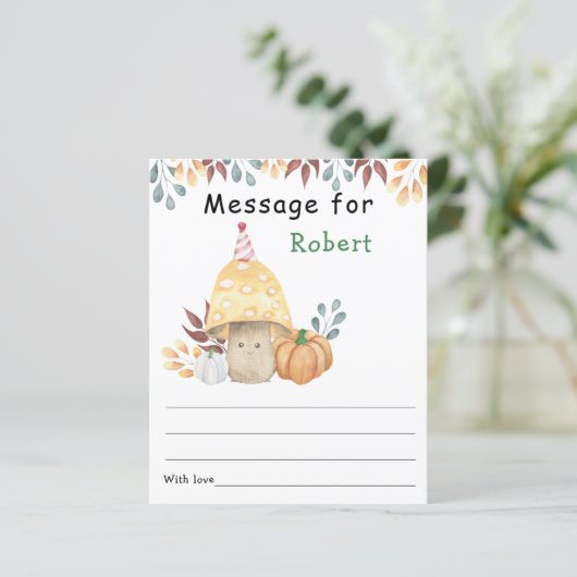 Fall mushroom birthday time capsule message (Standing Front)